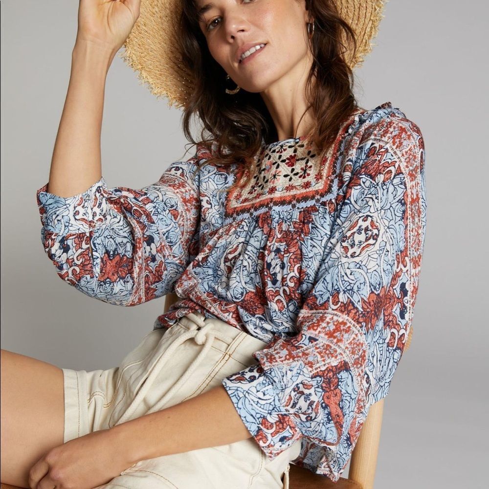 NWT Anthropologie SEEN WORN KEPT Minuet Blouse Small B-1284